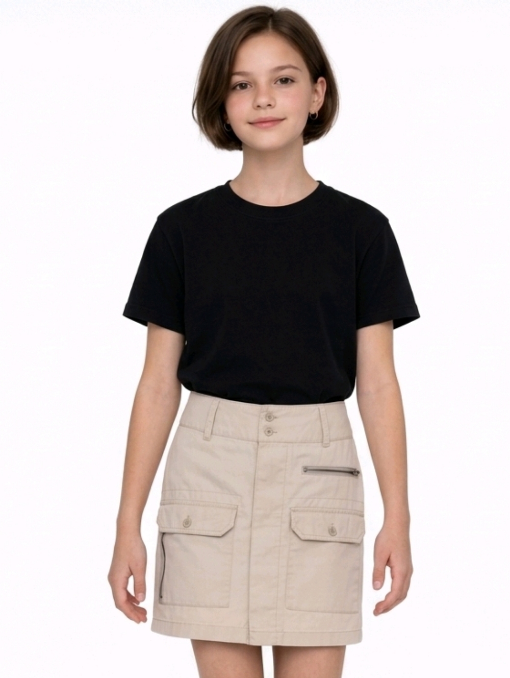 Mossissue Tan 100% Cotton Button Up Utility Skirt Size 9